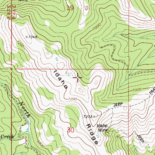 Topographic Map of Idaho Ridge, ID