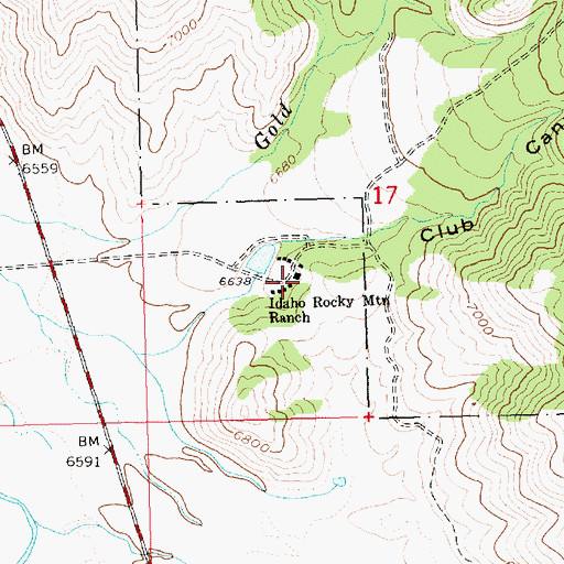 Topographic Map of Idaho Rocky Mountain Ranch, ID