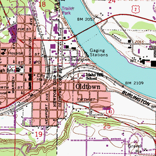 Topographic Map of Idaho School, ID