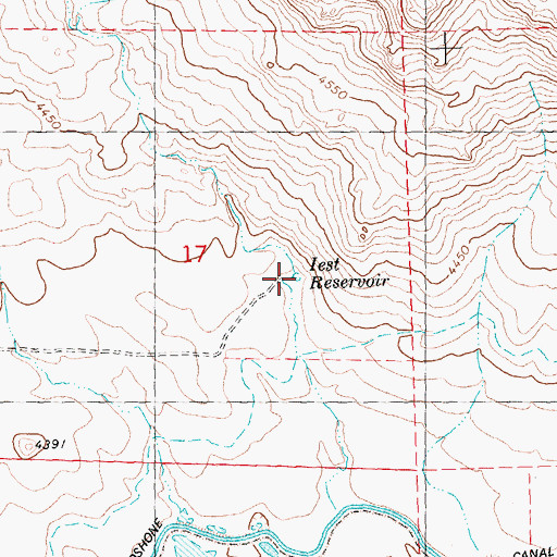 Topographic Map of Iest Reservoir, ID