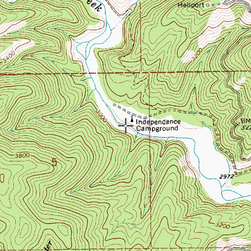 Topographic Map of Independence Campground, ID