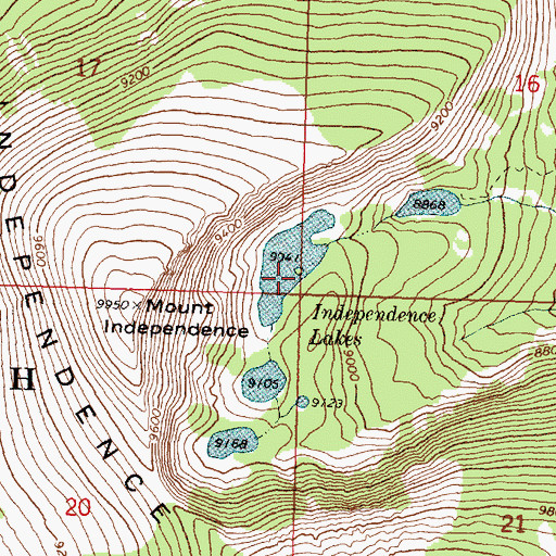 Topographic Map of Independence Lakes, ID