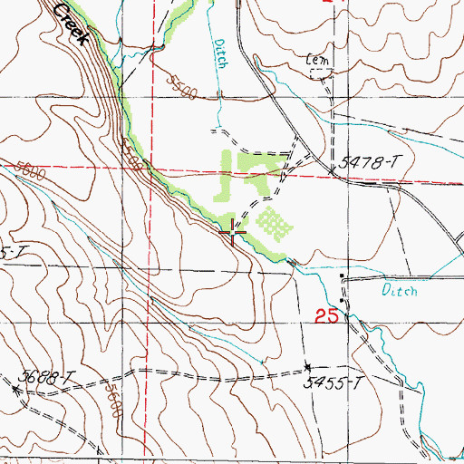Topographic Map of Indian Creek, ID