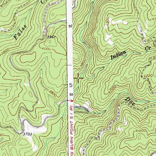 Topographic Map of Indian Creek, ID