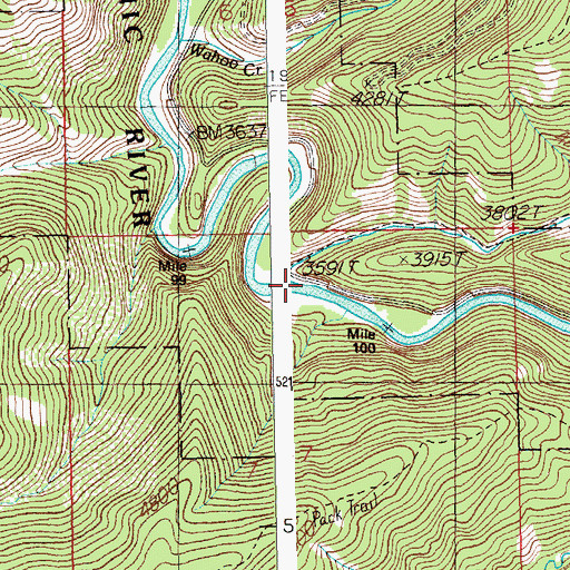 Topographic Map of Indian Creek, ID