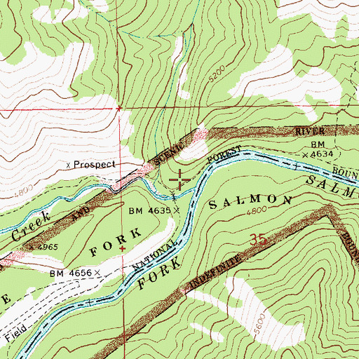 Topographic Map of Indian Creek, ID
