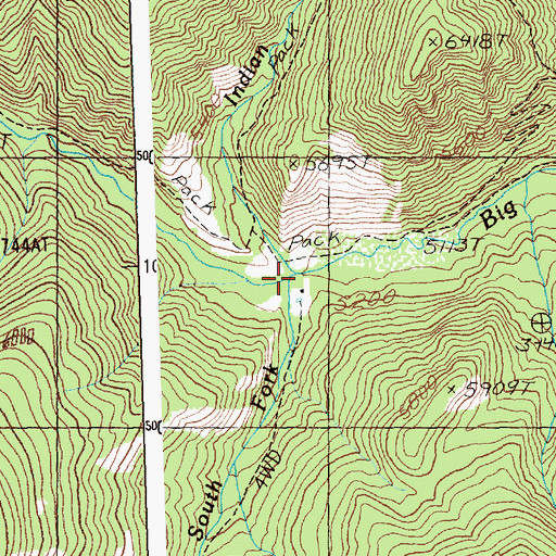 Topographic Map of Indian Creek, ID