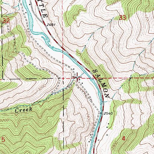Topographic Map of Indian Creek, ID