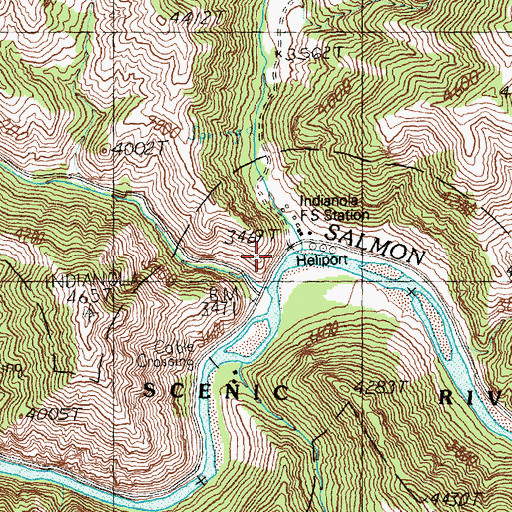 Topographic Map of Indian Creek, ID