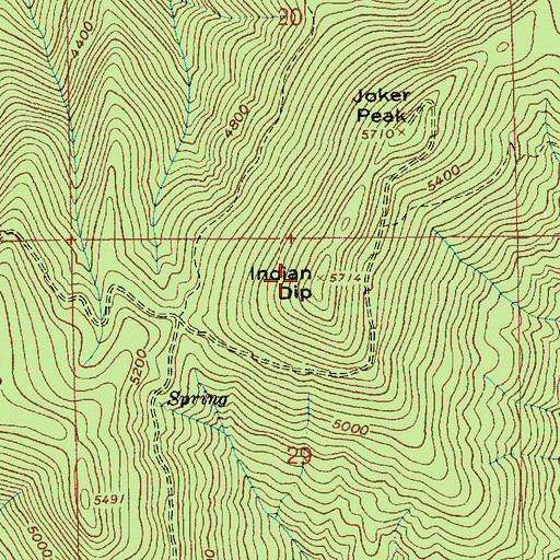 Topographic Map of Indian Dip, ID