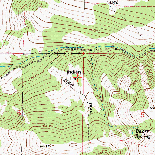 Topographic Map of Indian Flat, ID