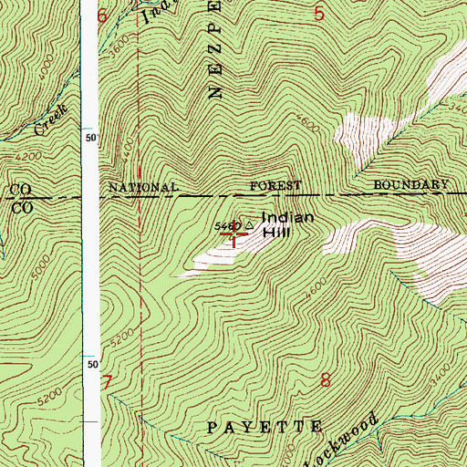 Topographic Map of Indian Hill, ID
