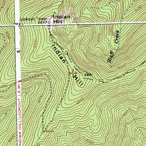 Topographic Map of Indian Hill, ID
