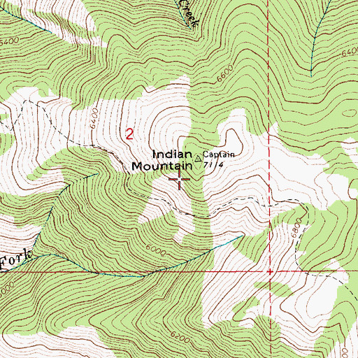 Topographic Map of Indian Mountain, ID