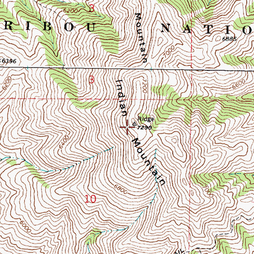 Topographic Map of Indian Mountain, ID