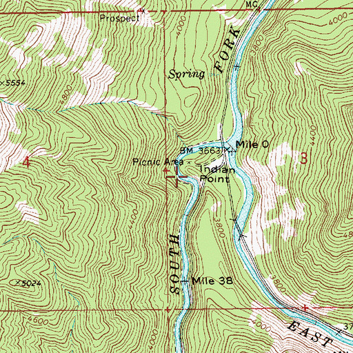 Topographic Map of Indian Point, ID