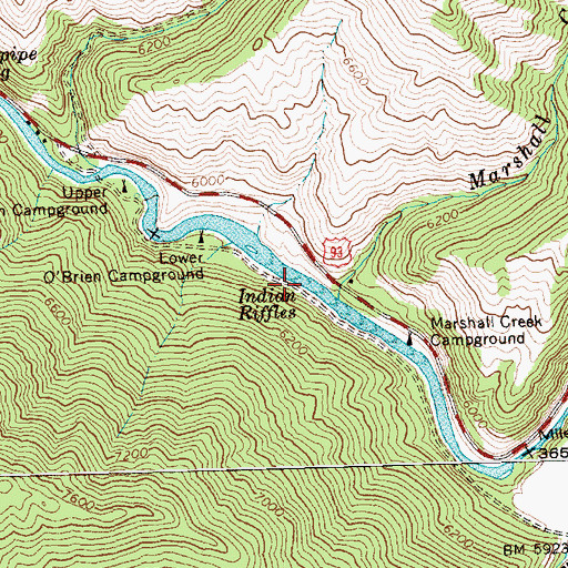 Topographic Map of Indian Riffles, ID
