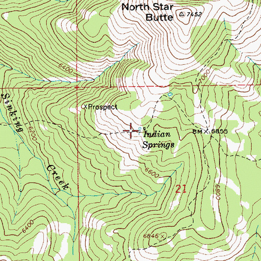 Topographic Map of Indian Springs, ID