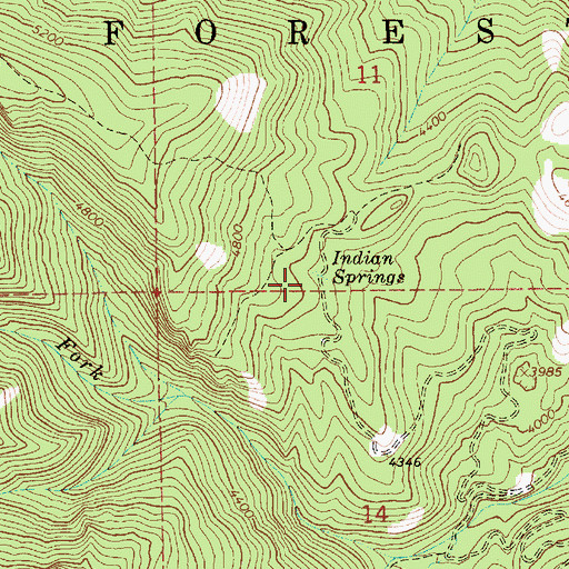 Topographic Map of Indian Springs, ID