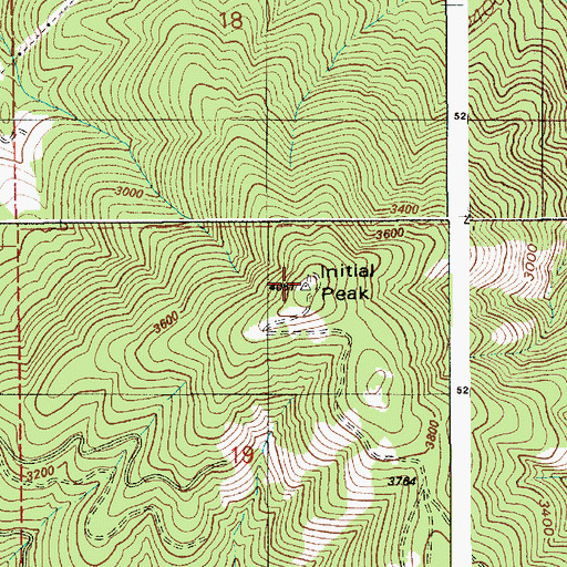 Topographic Map of Initial Peak, ID