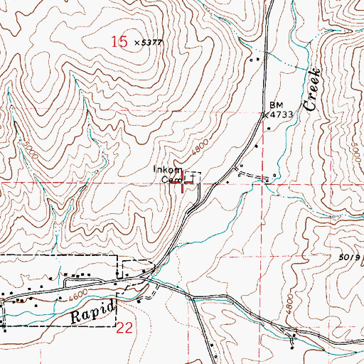 Topographic Map of Inkom Cemetery, ID