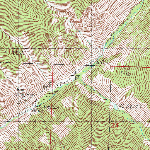Topographic Map of Inyo Creek, ID