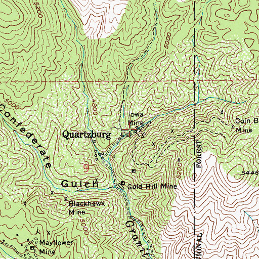 Topographic Map of Iowa Mine, ID