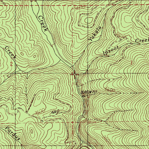 Topographic Map of Ipsoot Creek, ID