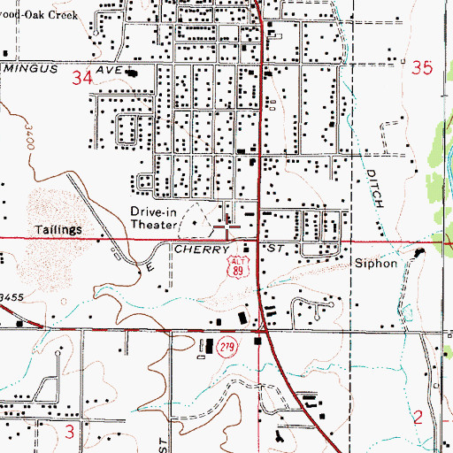 Topographic Map of Cottonwood Kids Park, AZ