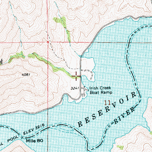 Topographic Map of Irish Creek, ID
