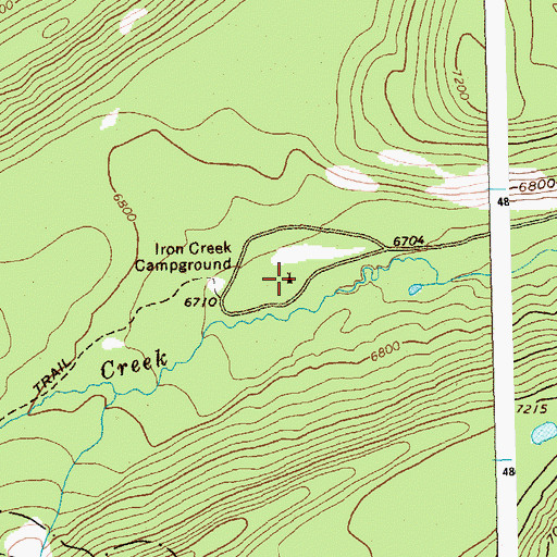 Topographic Map of Iron Creek Campground, ID