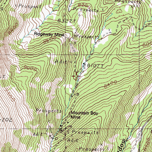 Topographic Map of Iron Dyke Mine, ID