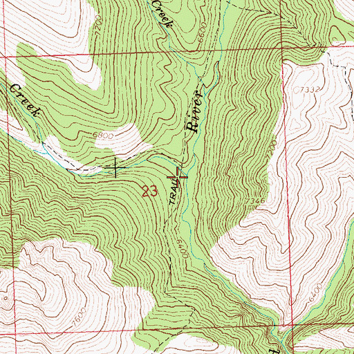 Topographic Map of Iron Mine Creek, ID
