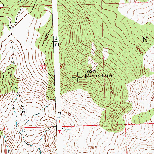 Topographic Map of Iron Mountain, ID