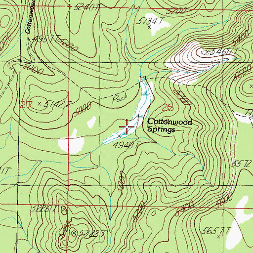 Topographic Map of Cottonwood Springs, AZ