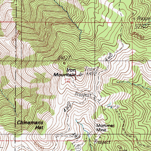Topographic Map of Iron Mountain, ID