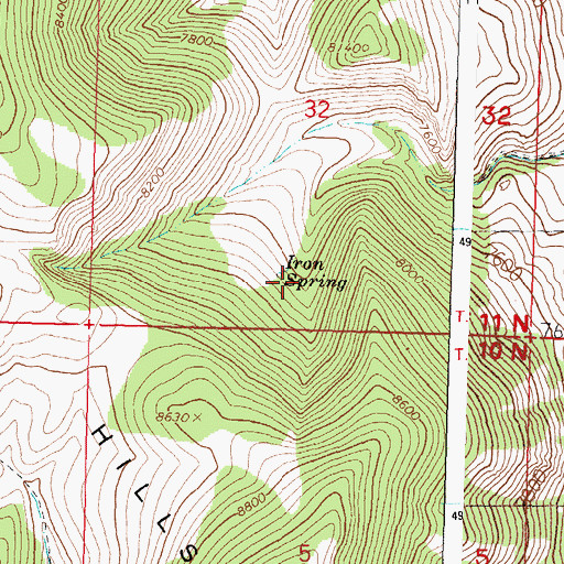 Topographic Map of Iron Spring, ID