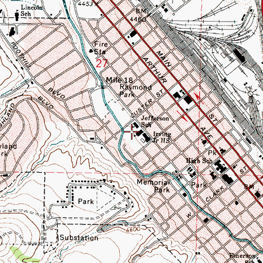 Topographic Map of Irving Middle School, ID