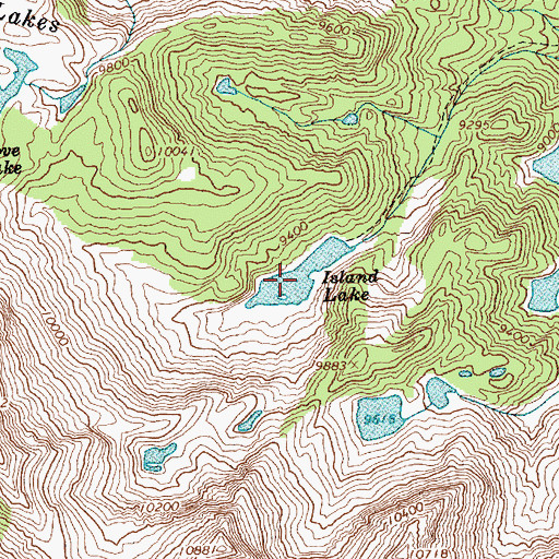 Topographic Map of Island Lake, ID