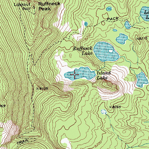 Topographic Map of Island Lake, ID