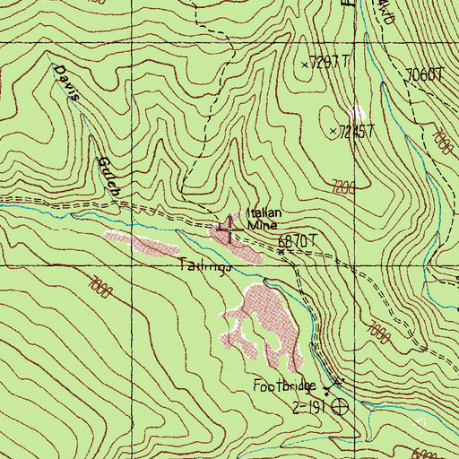 Topographic Map of Italian Mine, ID