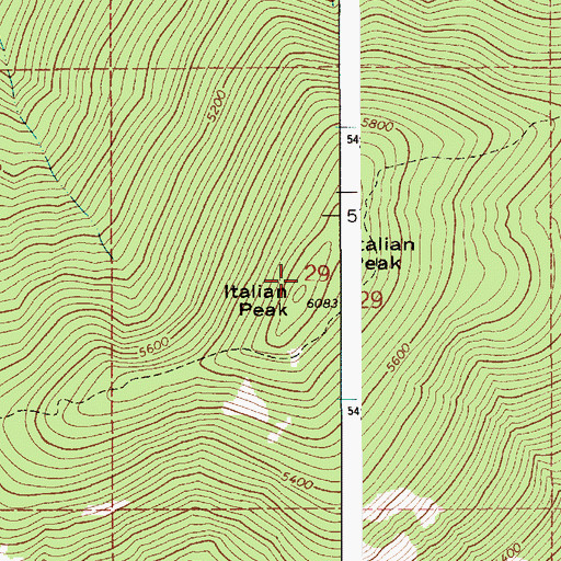 Topographic Map of Italian Peak, ID