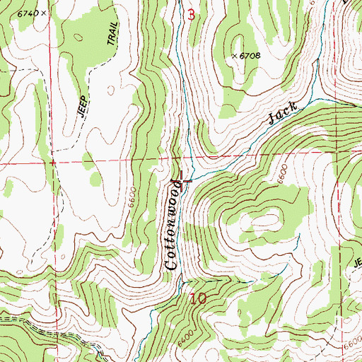 Topographic Map of Jack Creek, ID