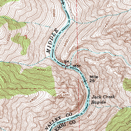Topographic Map of Jack Creek, ID