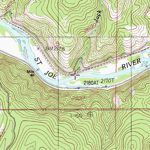 Topographic Map of Jack Creek, ID
