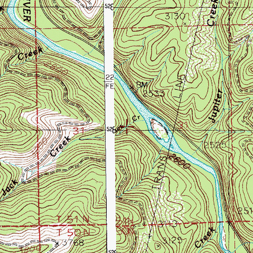 Topographic Map of Jack Creek, ID