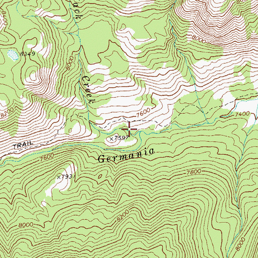 Topographic Map of Jack Creek, ID
