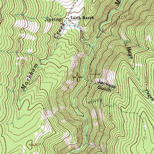 Topographic Map of Jackass Gulch, ID