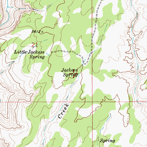 Topographic Map of Jackass Spring, ID