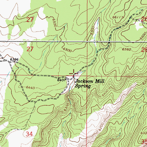 Topographic Map of Jackson Mill Spring, ID